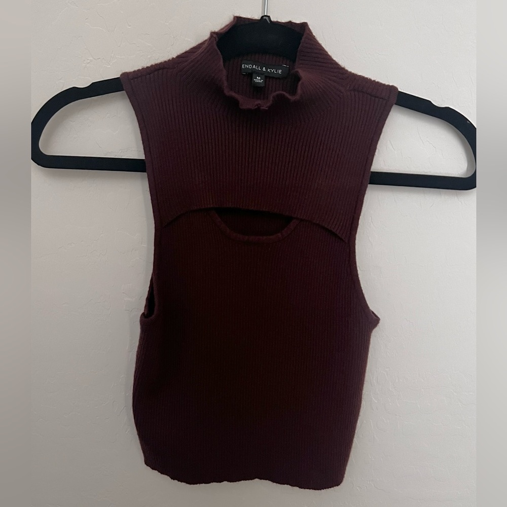 Kendall and Kylie sleeveless turtleneck crop top
